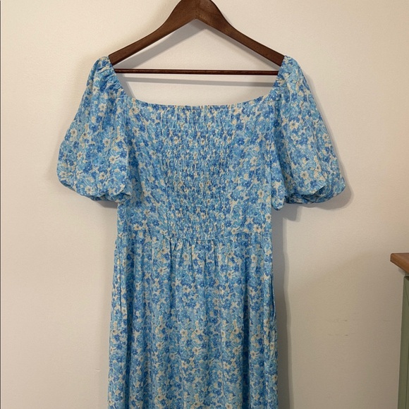 Allegra K Blue Floral Midi Dress - Picture 9 of 10